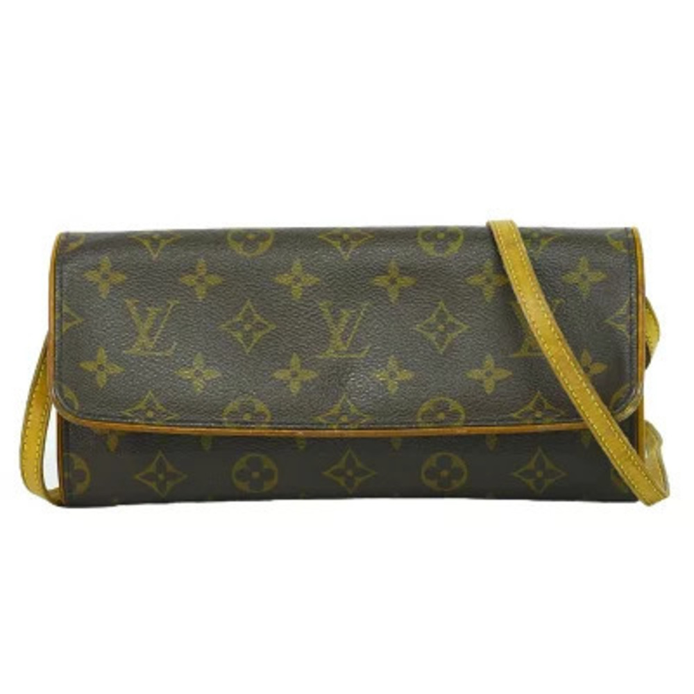 Louis Vuitton LV Pochette Twin Monogram Pouch Shoulder Bag Canvas Leather Brown